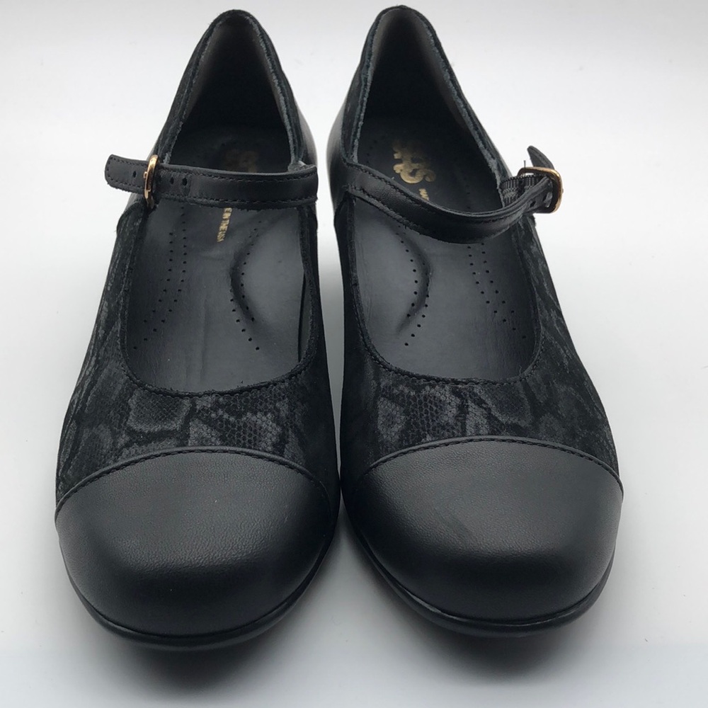 SAS Black Classic Flats with Buckle Strap